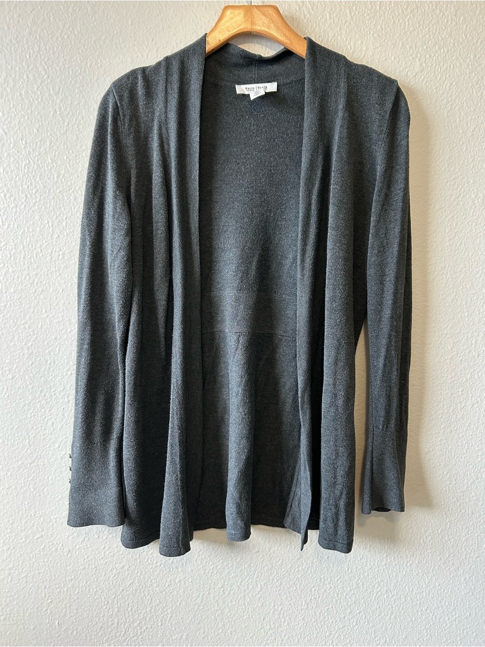 White House Open-Front Women's cardigan Sweater - Charcoal Gray